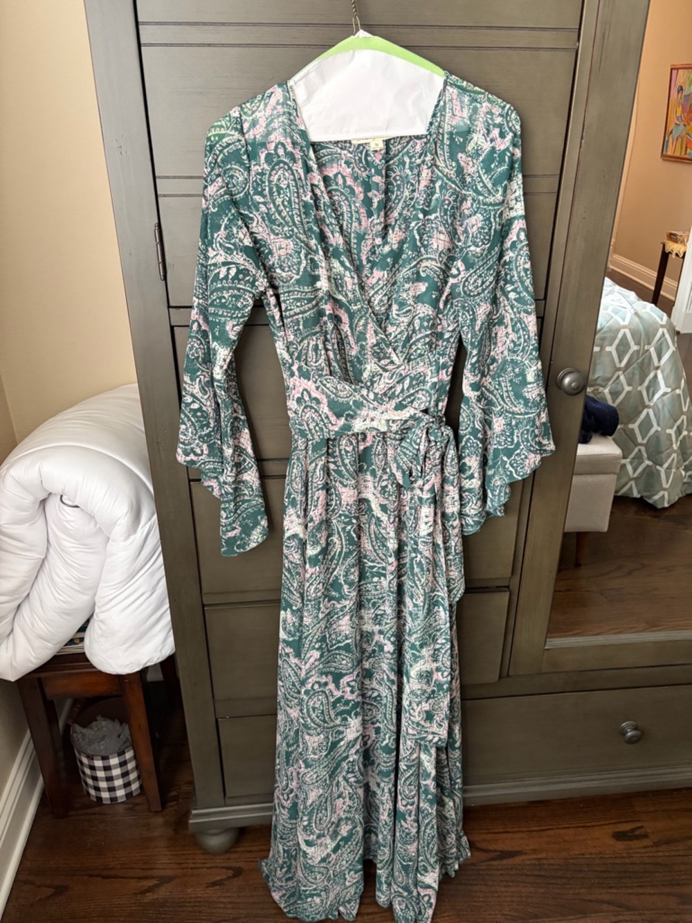 Indigo Rose Green & Pink Paisley Dress - Size M